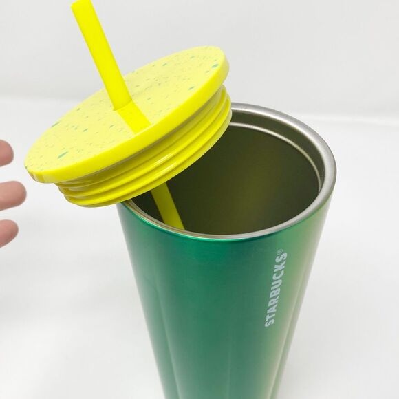 STARBUCKS LIME SPECKLE STAINLESS STEEL COLD CUP VENTI NWT - Picture 11 of 16